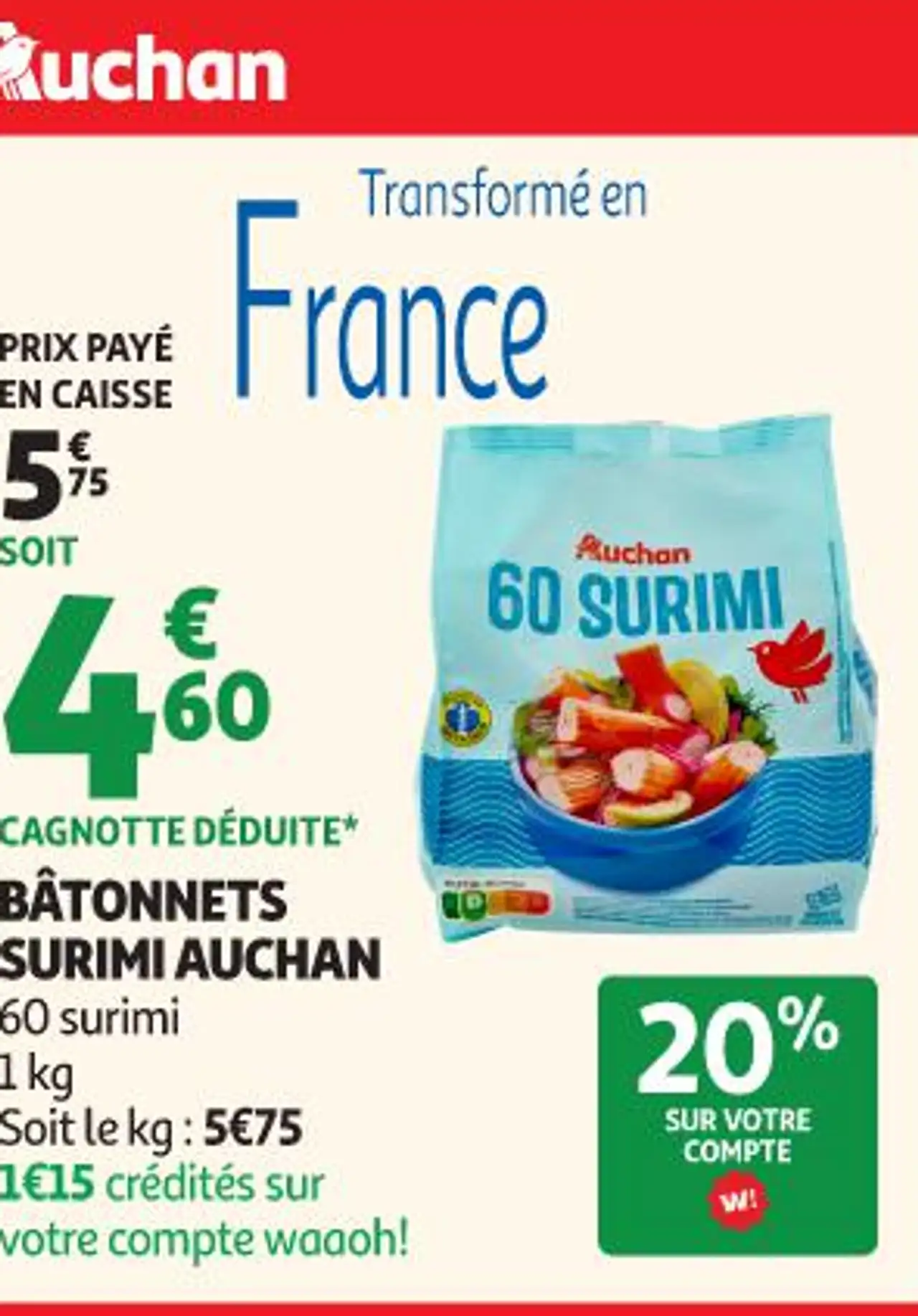 Bâtonnets Surimi Auchan
