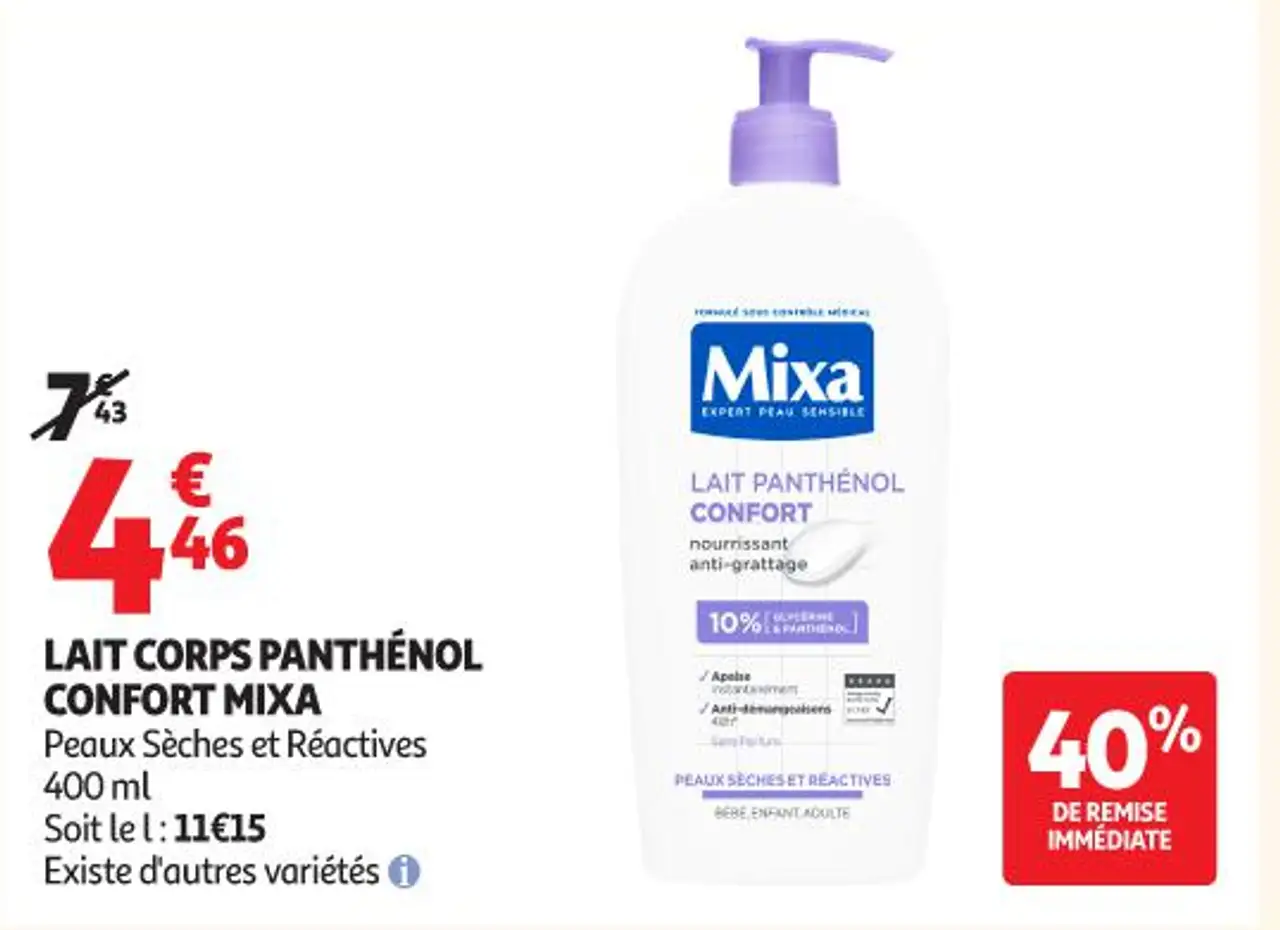 Lait Corps Panthénol Confort Mixa