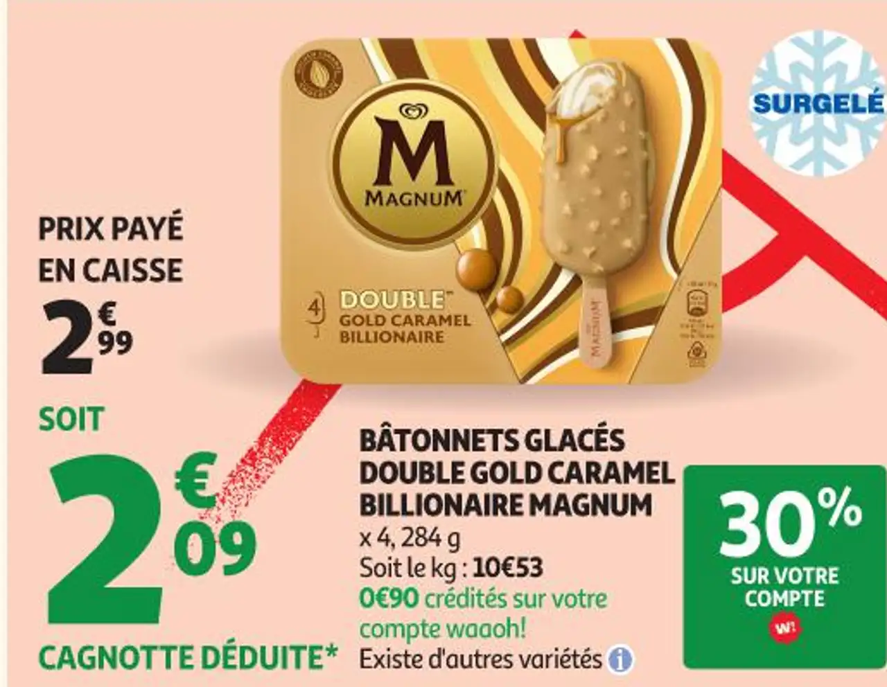 Bâtonnets glacés Double Gold Caramel Billionaire Magnum