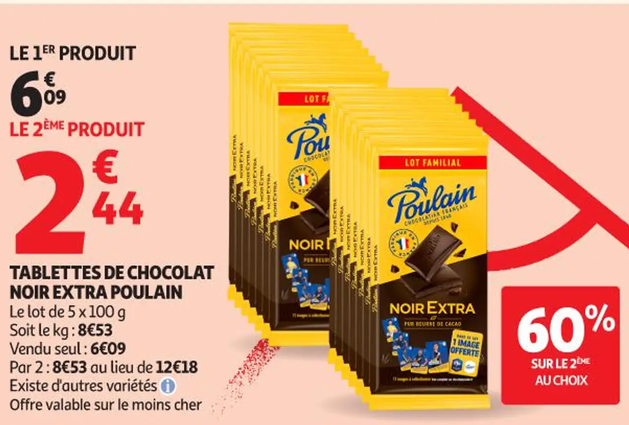 Tablettes de chocolat noir extra Poulain