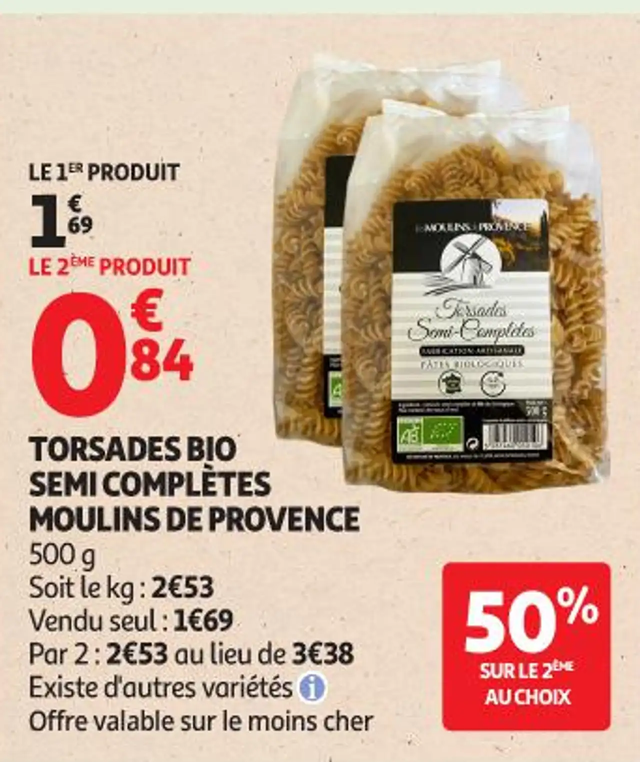 TORSADES BIO SEMI COMPLÈTES MOULINS DE PROVENCE