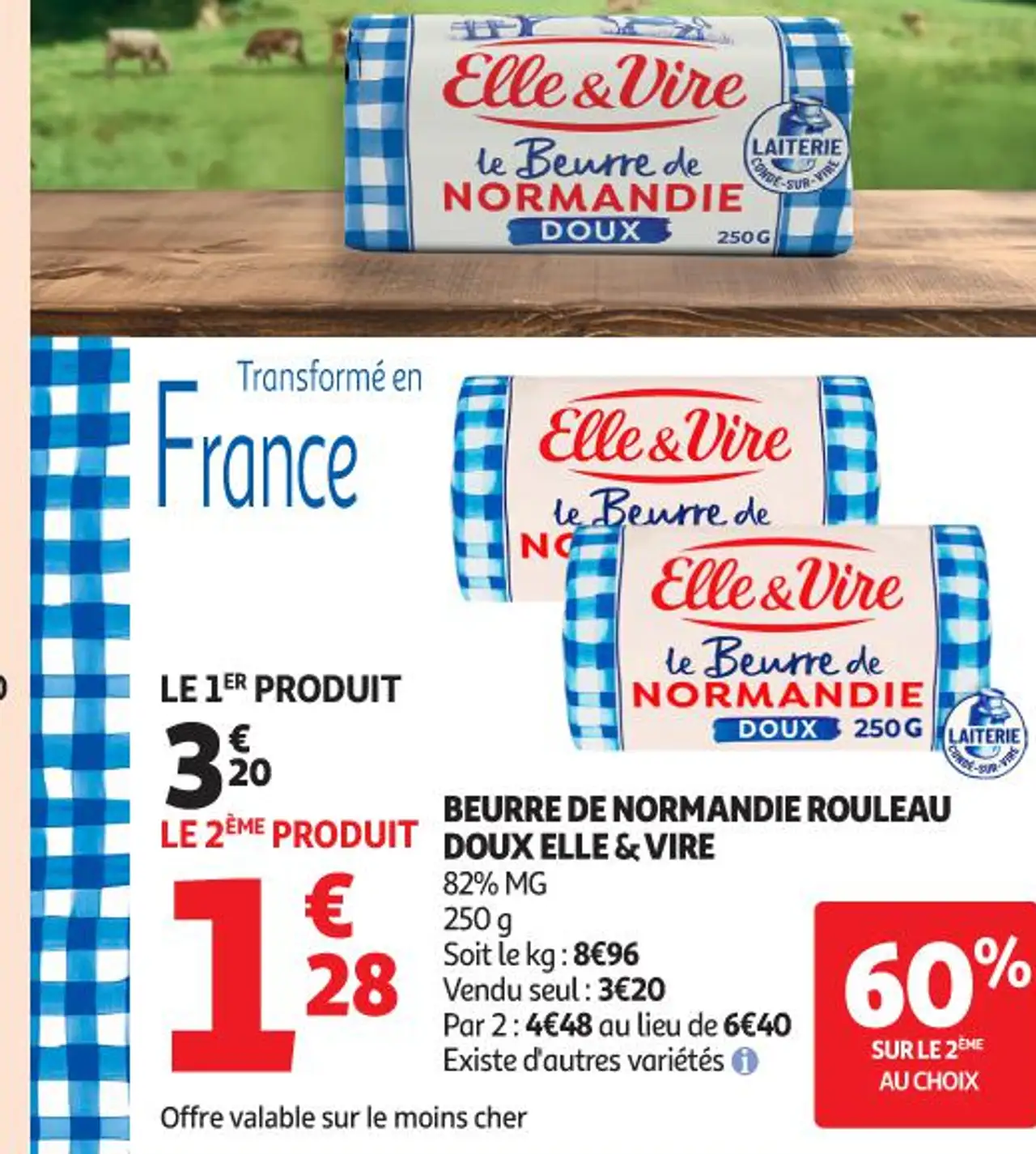 Beurre de Normandie Rouleau Doux Elle & Vire