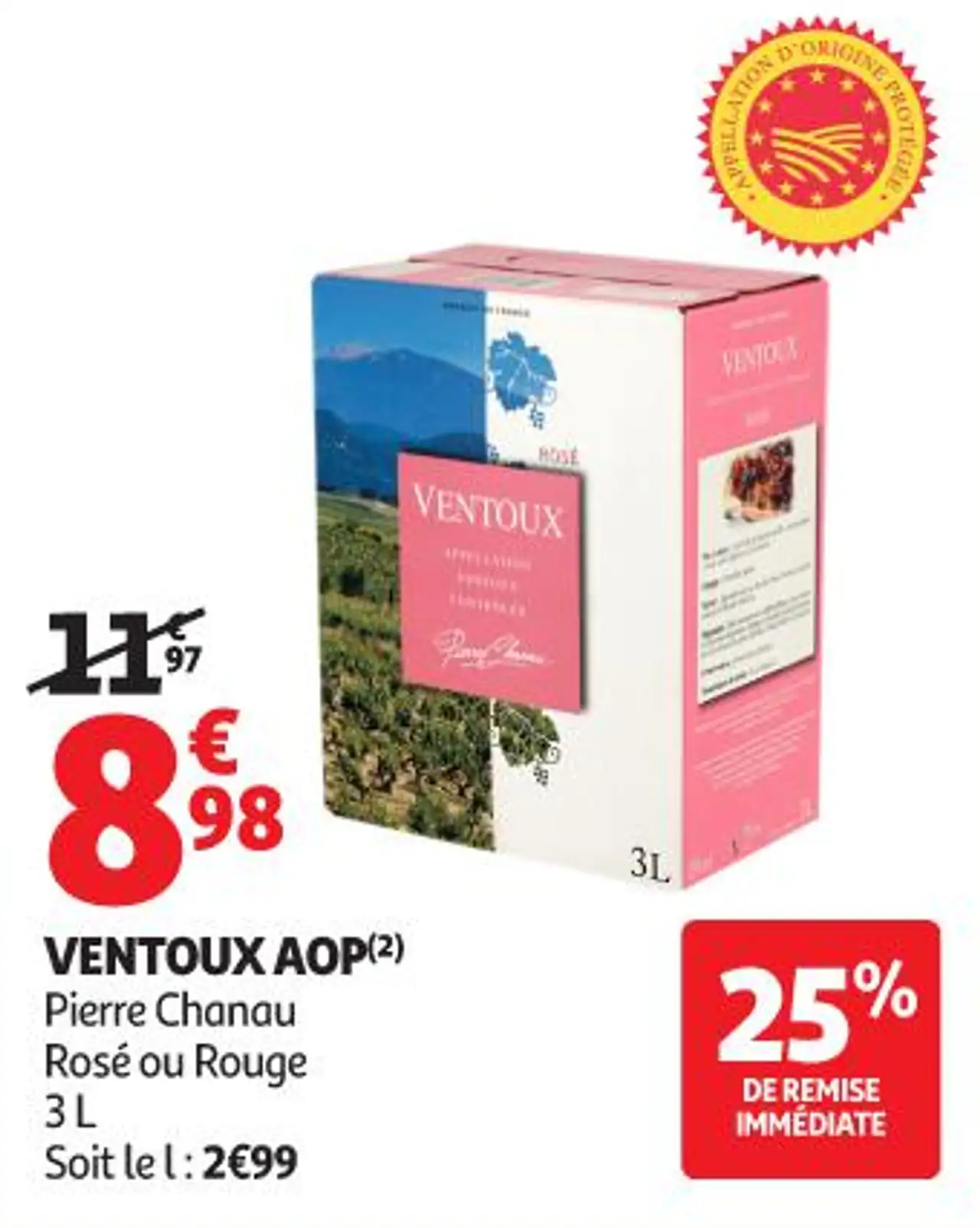 Pierre Chanau Ventoux AOP Rosé ou Rouge 3L