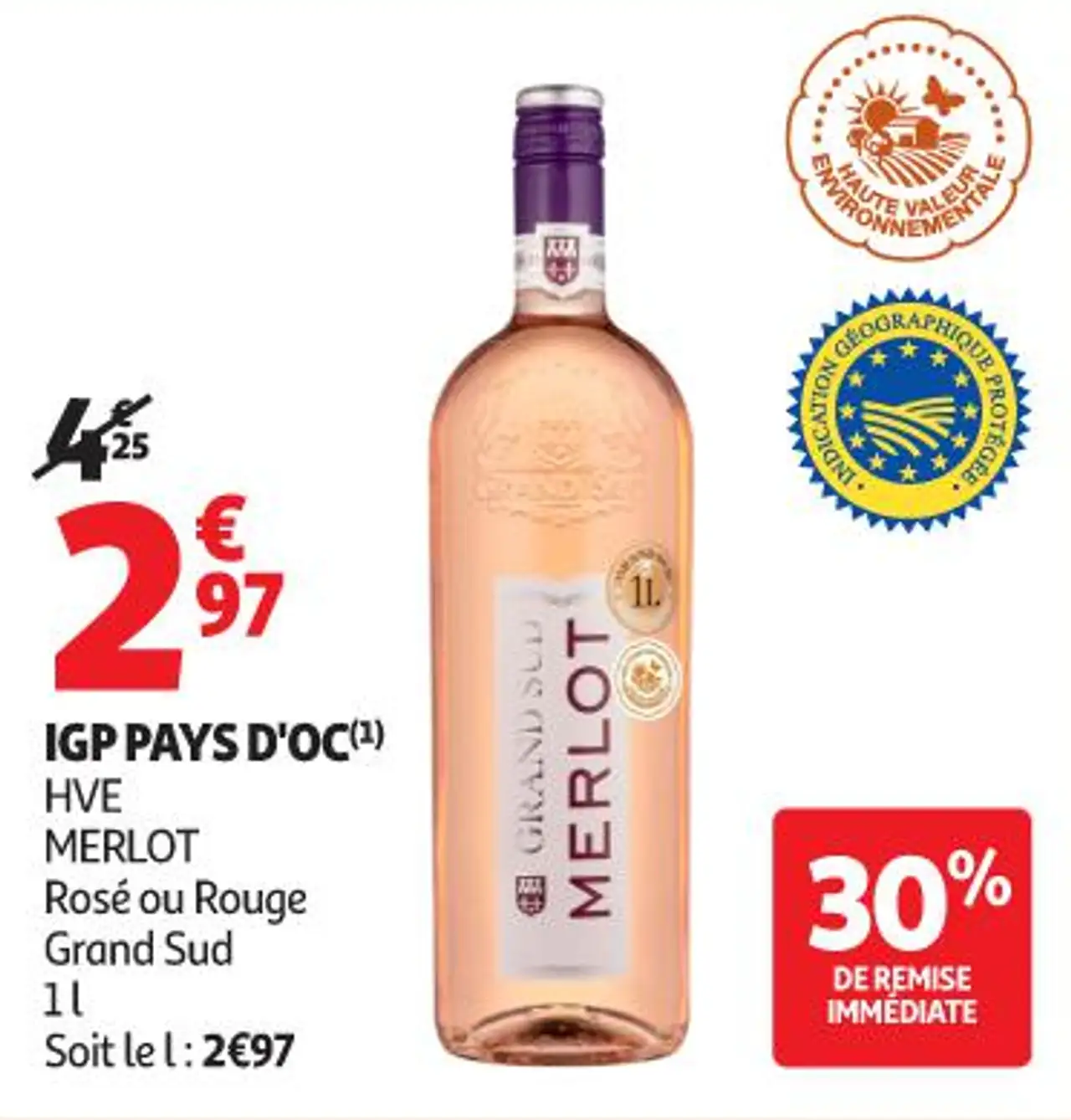 Grand Sud IGP Pays d'Oc Merlot Rosé ou Rouge