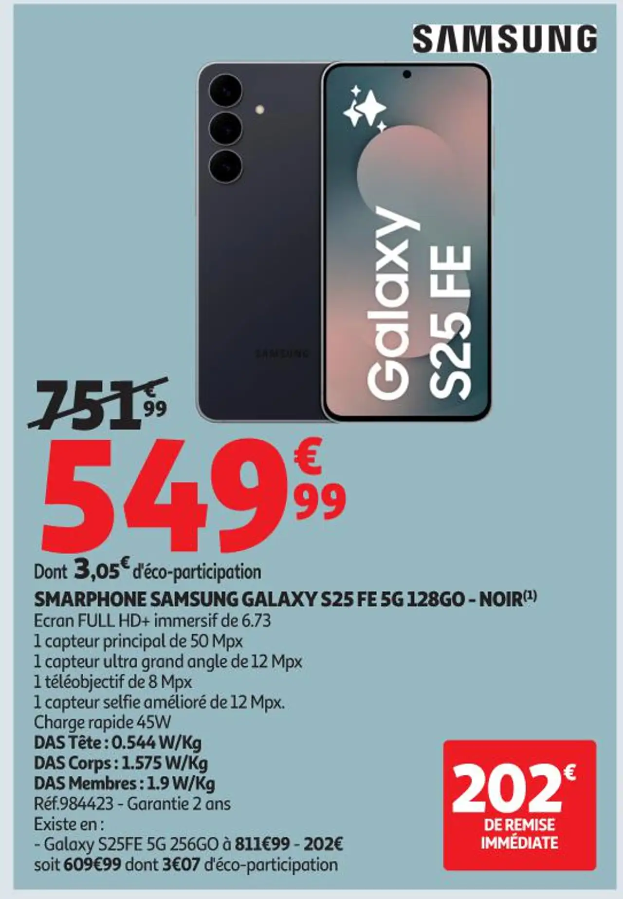 SMARTPHONE SAMSUNG GALAXY S25 FE 5G 128GO - NOIR