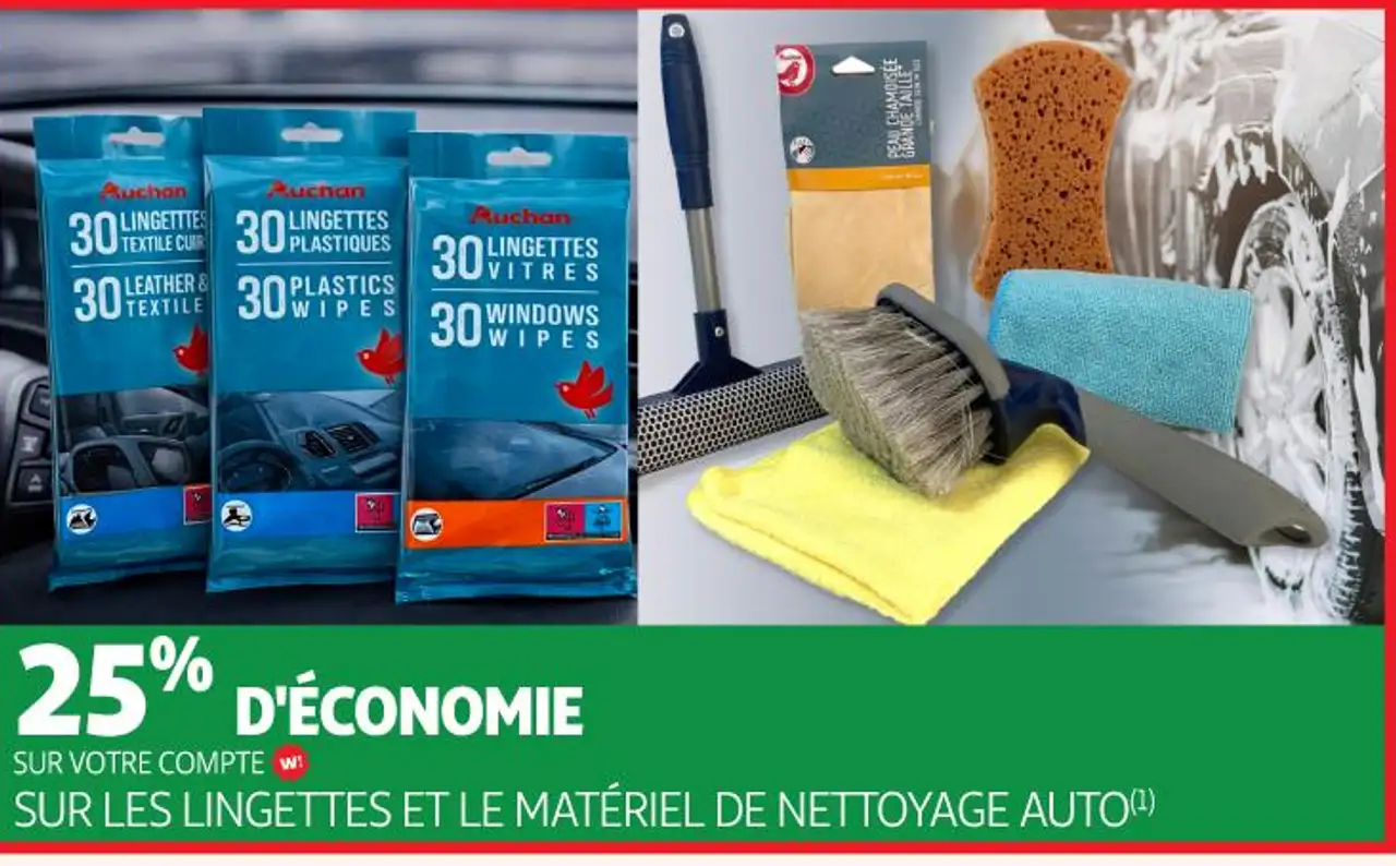 Lingettes et le matériel de nettoyage auto Auchan