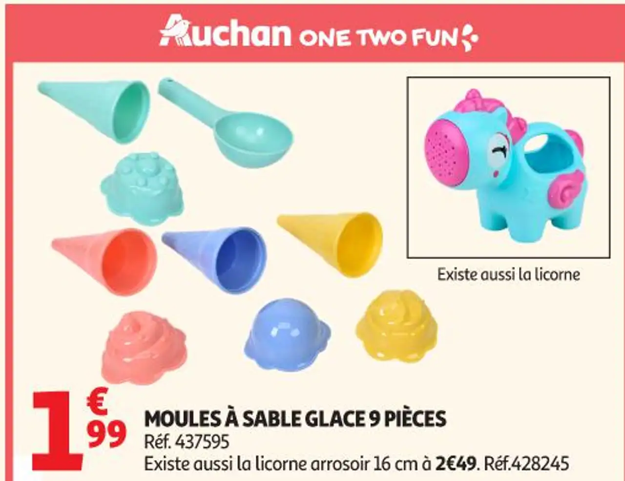 Auchan One Two Fun Moules à sable glace 9 pièces