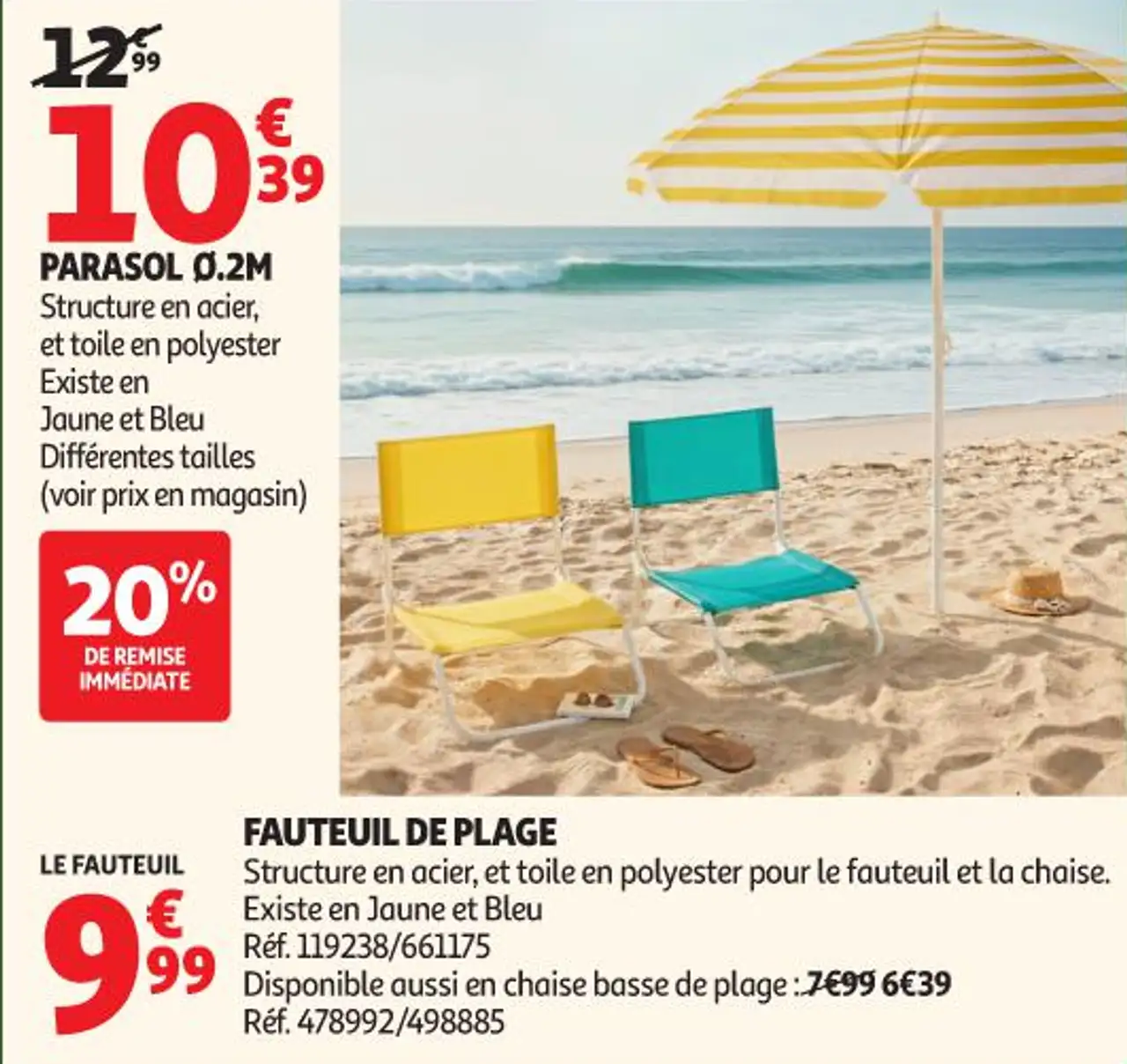 Auchan gardenstar Fauteuil de plage