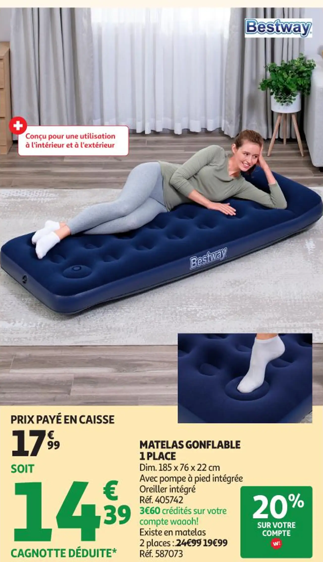 Bestway Matelas gonflable 1 place