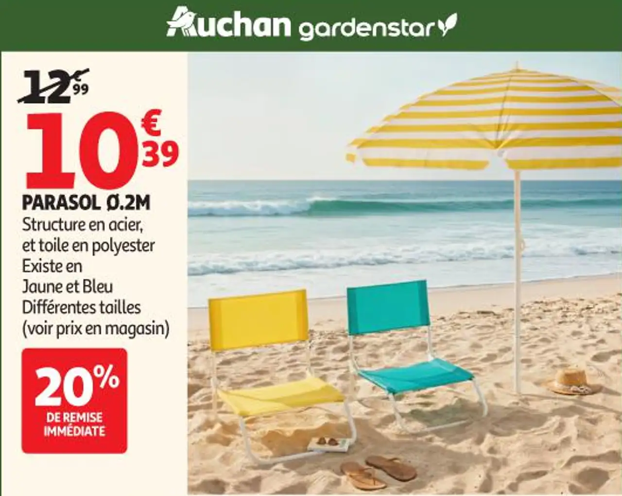 Auchan gardenstar Parasol Ø.2M