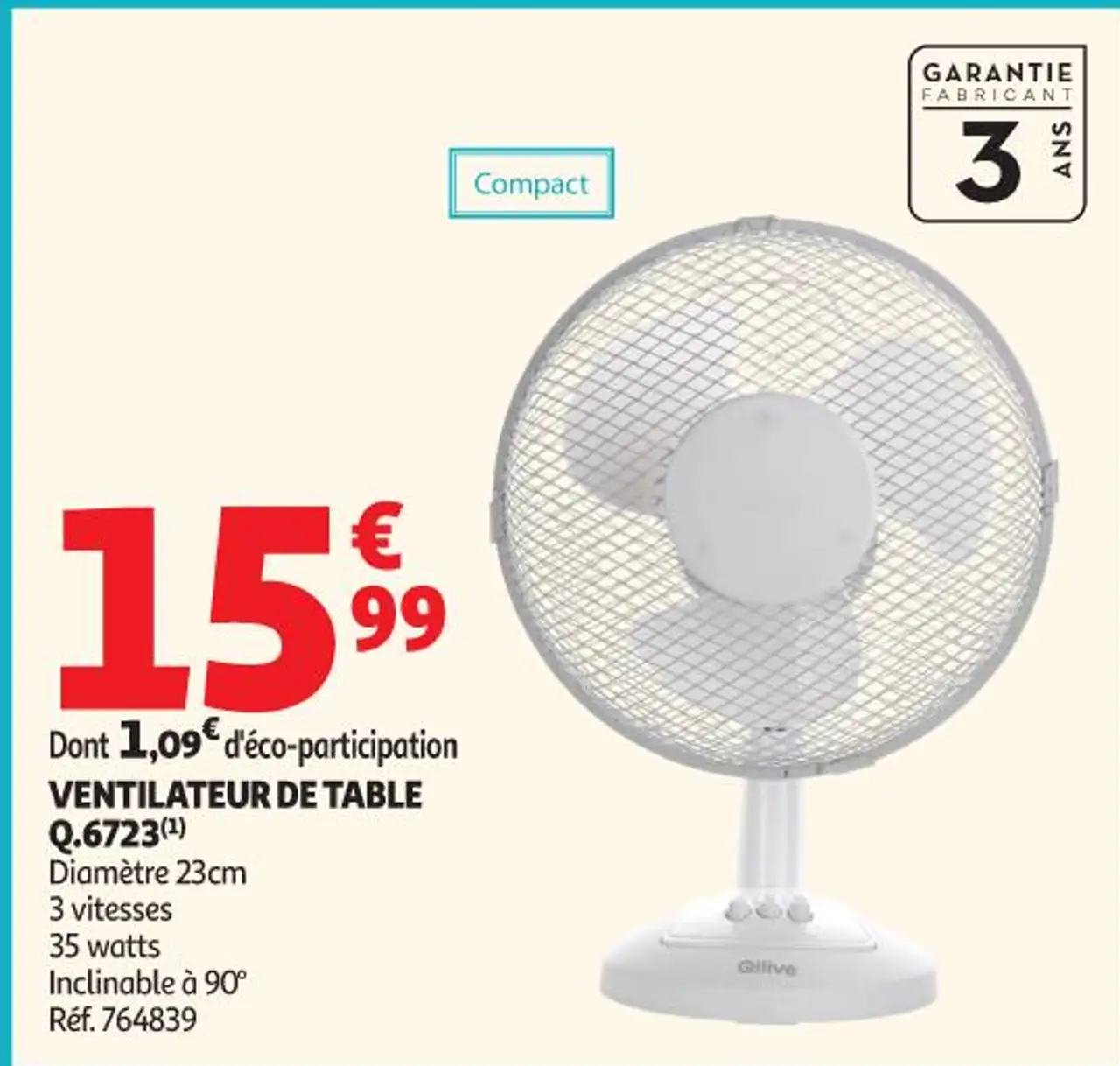 Qilive Ventilateur de Table Q.6723