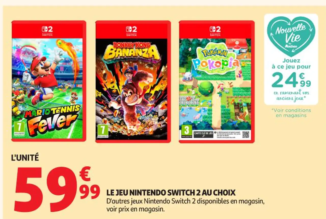 LE JEU NINTENDO SWITCH 2 AU CHOIX