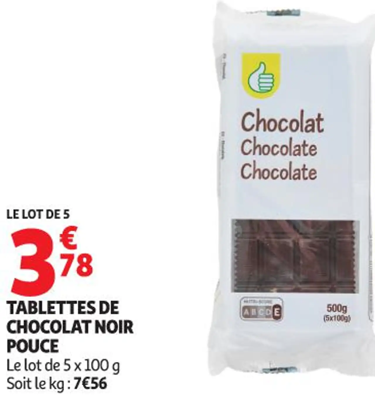 Tablettes de chocolat noir Pouce