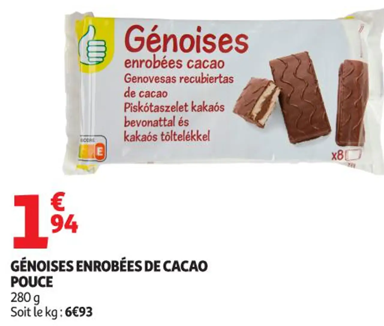 Génoises enrobées de cacao Pouce