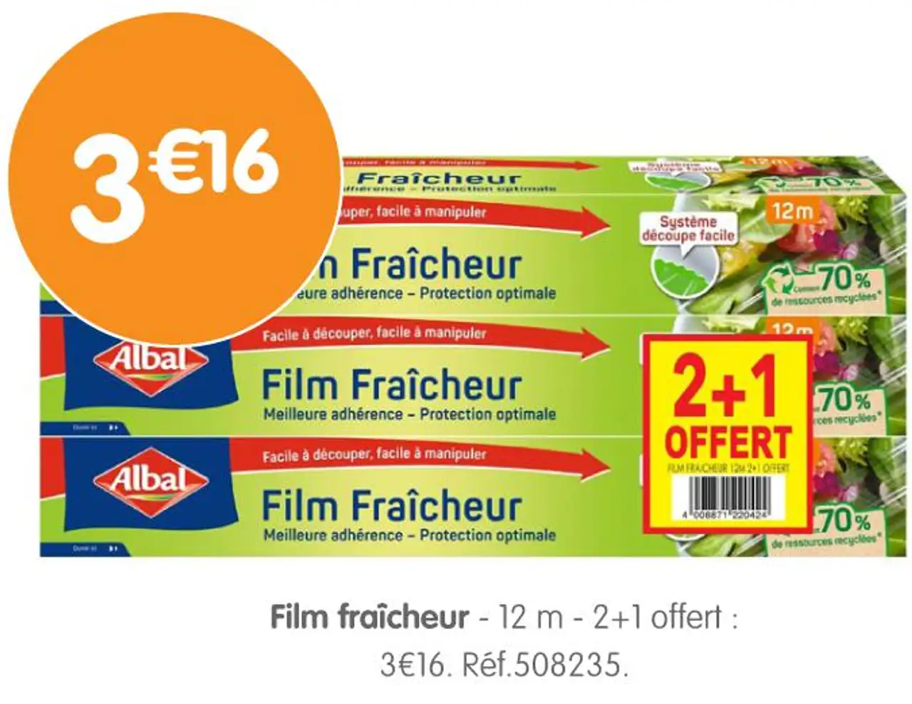 Film fraîcheur Albal - 12 m - 2+1 offert