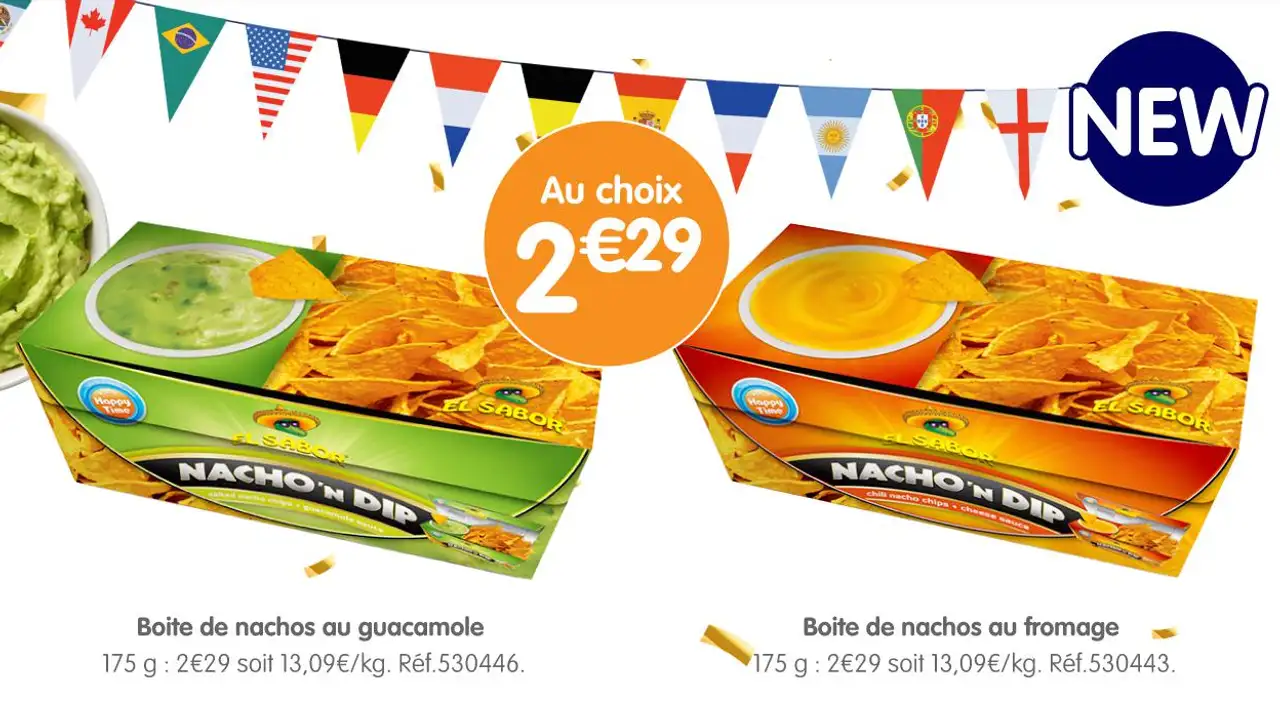 Boite de nachos au guacamole / Boite de nachos au fromage