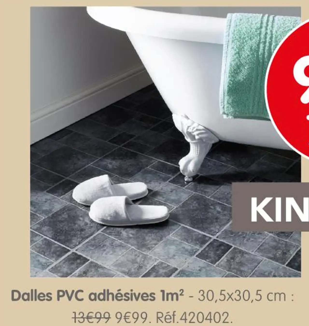 KINGMANN Dalles PVC adhésives 1m² - 30,5x30,5 cm : Réf.420402