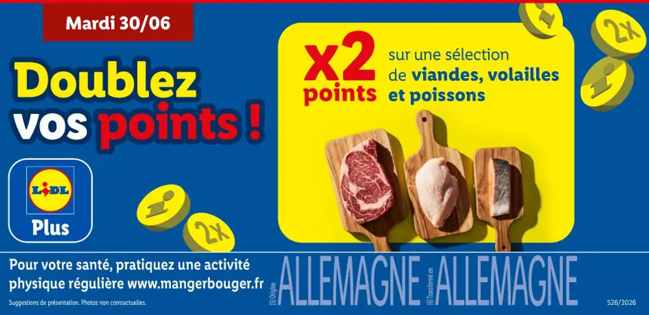 Points doublés sur une sélection de viandes, volailles et poissons