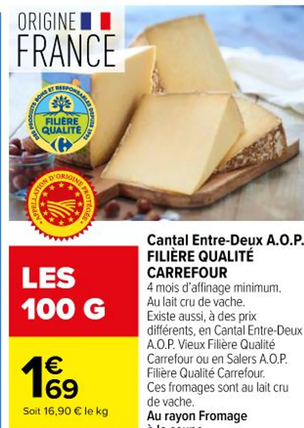 Cantal Entre-Deux A.O.P. FILIÈRE QUALITÉ CARREFOUR