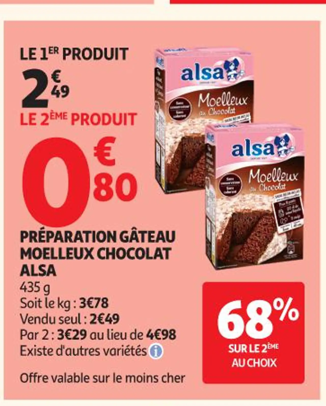 Préparation gâteau moelleux chocolat Alsa