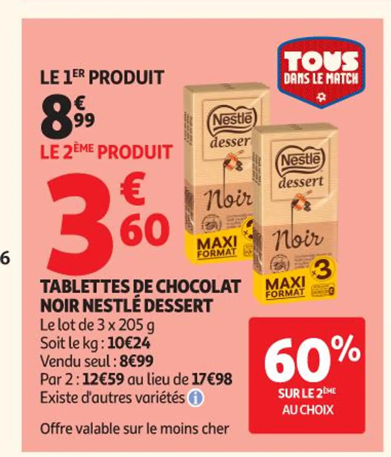 Tablettes de chocolat noir Nestlé Dessert