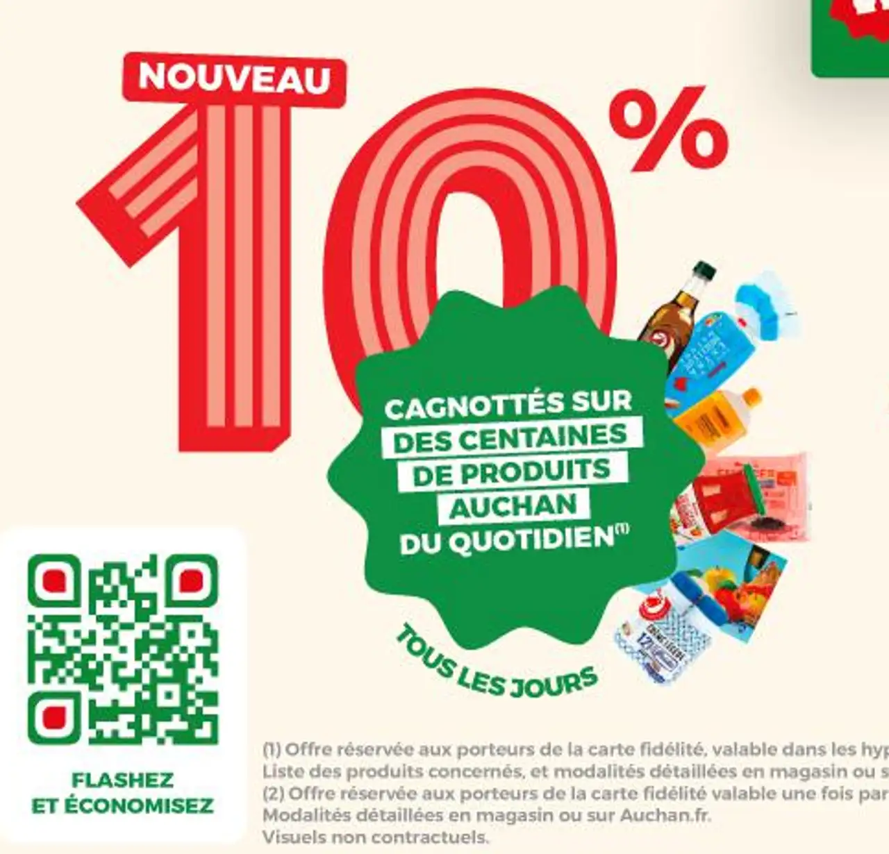 10% cagnottés sur des centaines de produits Auchan du quotidien