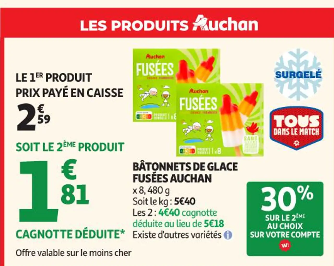 BÂTONNETS DE GLACE FUSÉES AUCHAN