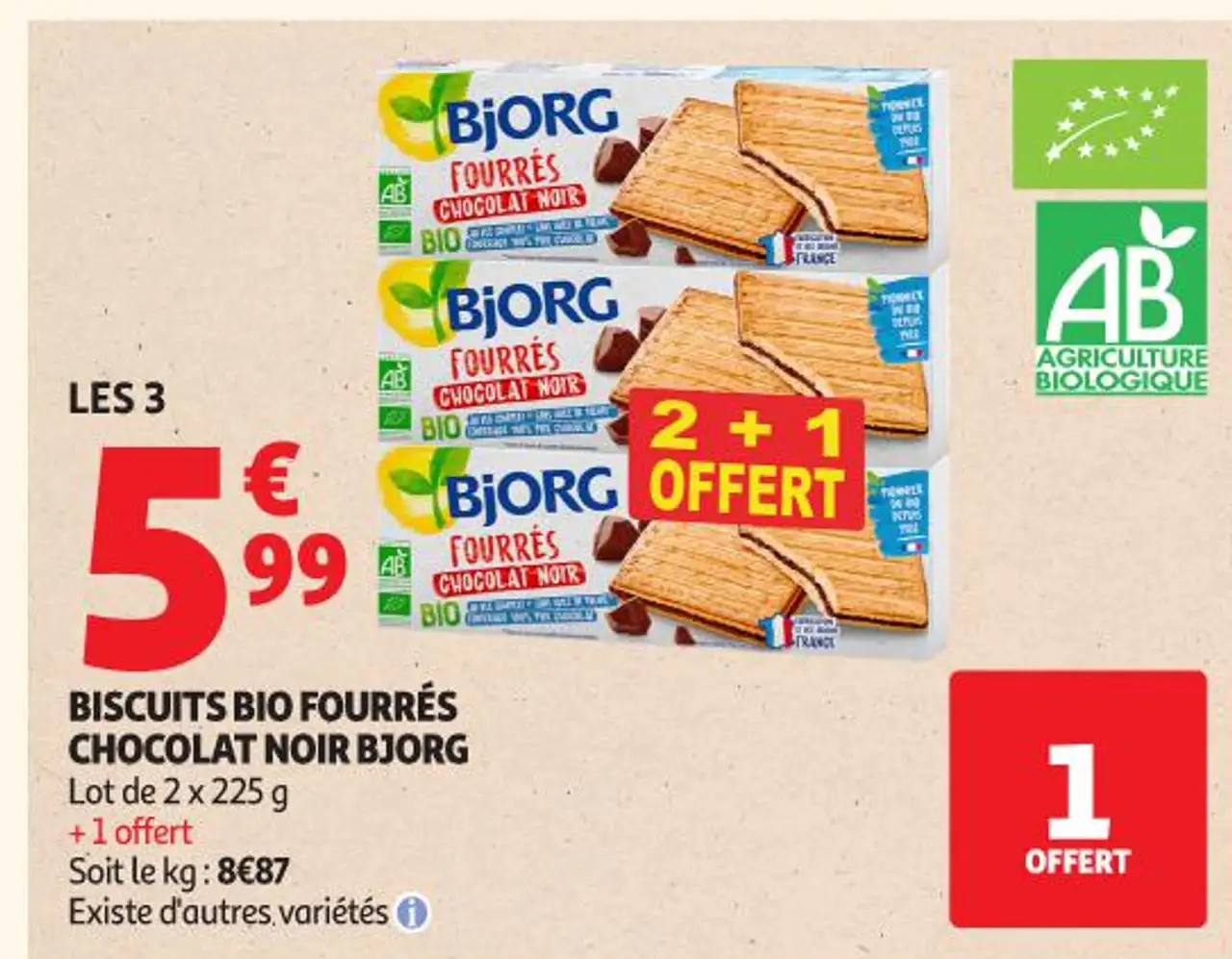 BISCUITS BIO FOURRÉS CHOCOLAT NOIR BJORG