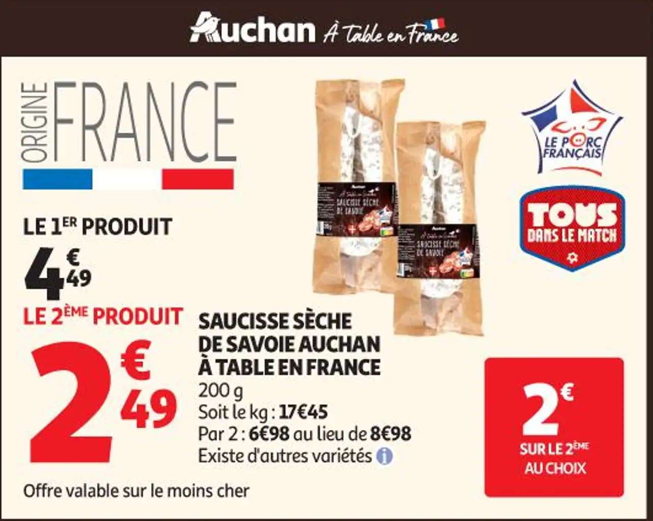 SAUCISSE SÈCHE DE SAVOIE AUCHAN À TABLE EN FRANCE