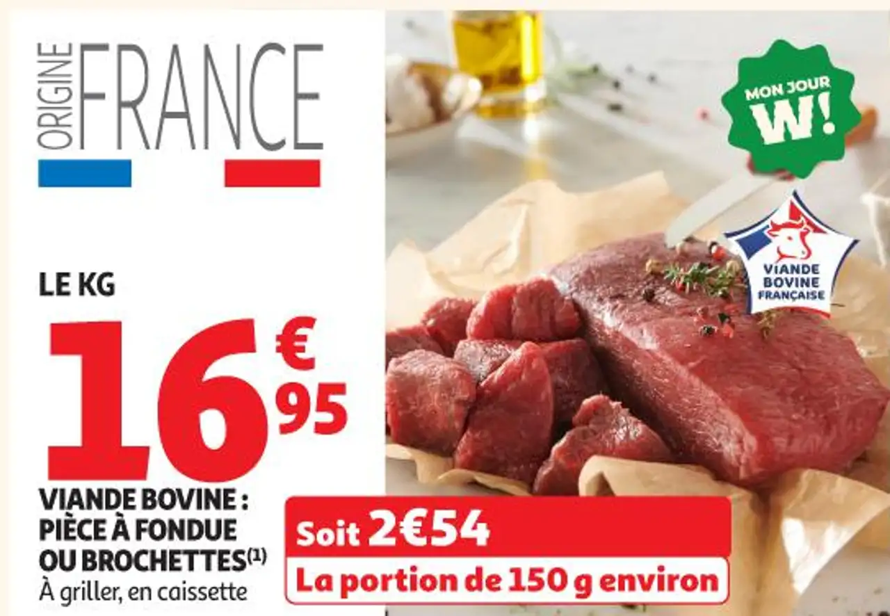 VIANDE BOVINE : PIÈCE À FONDUE OU BROCHETTES
