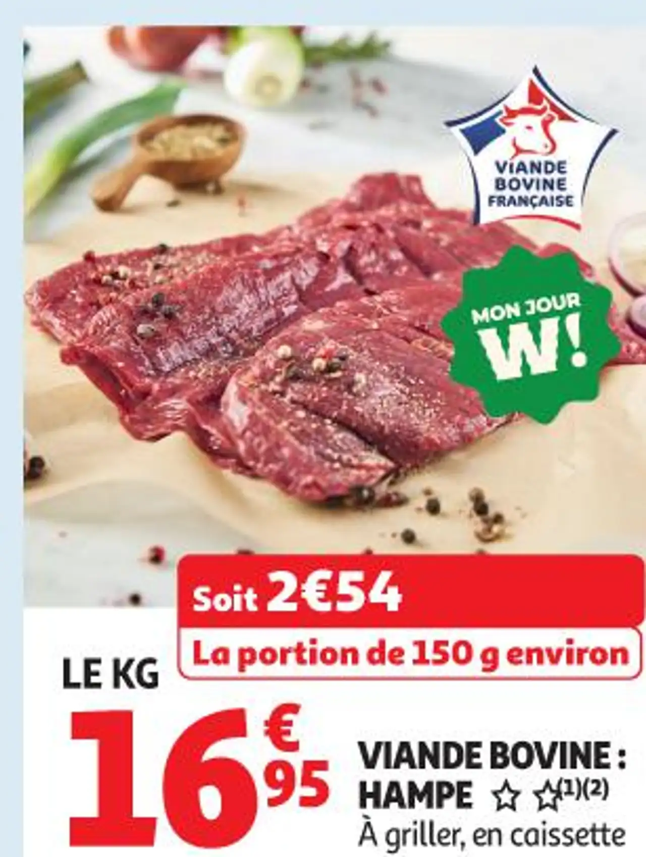 VIANDE BOVINE : HAMPE À griller, en caissette