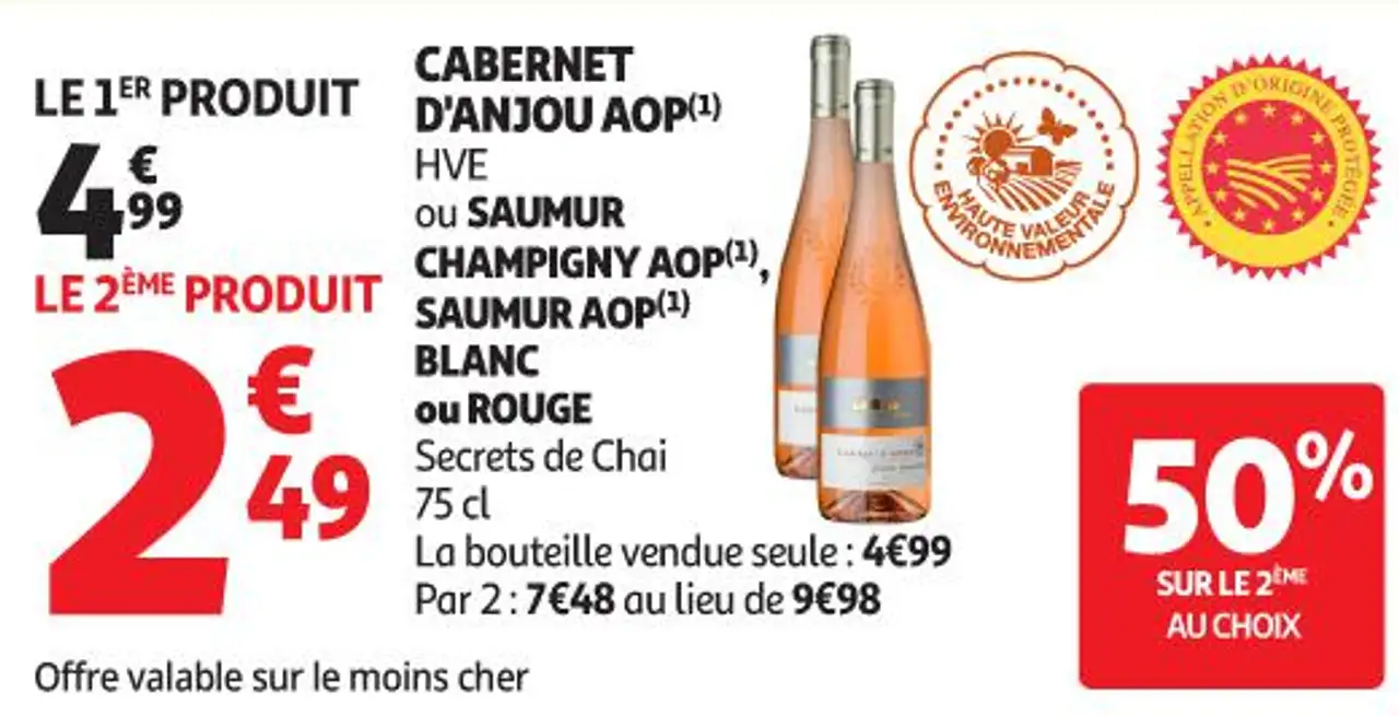 Cabernet d'Anjou AOP ou Saumur Champigny AOP Secrets de Chai