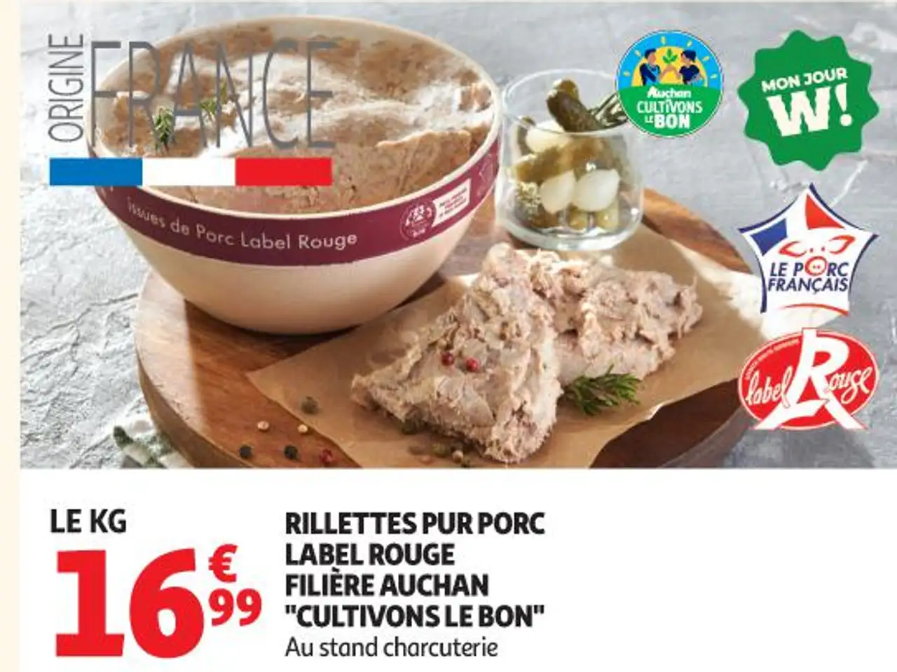 Rillettes Pur Porc Label Rouge Filière Auchan "Cultivons Le Bon"