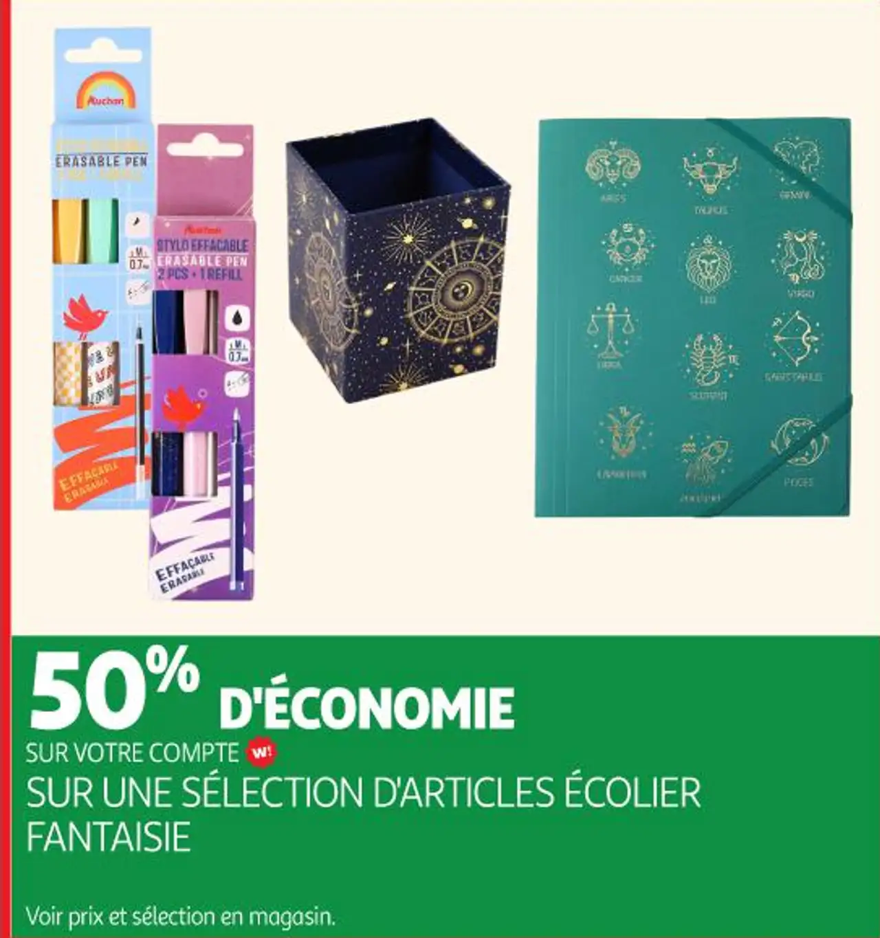 Sélection d'articles écolier fantaisie Auchan