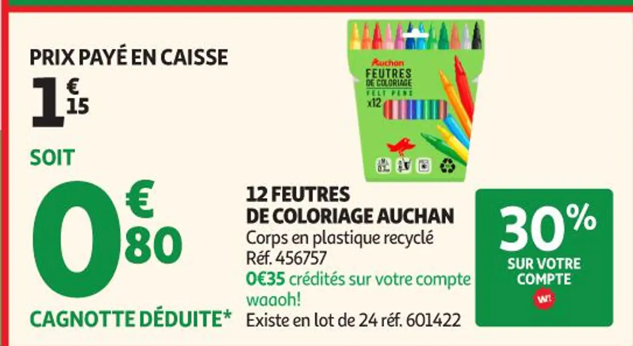 12 feutres de coloriage Auchan
