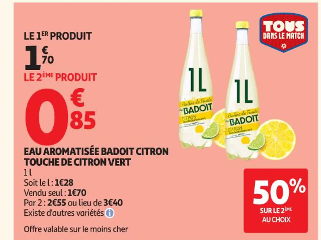 Eau Aromatisée Badoit Citron Touche de Citron Vert 1l