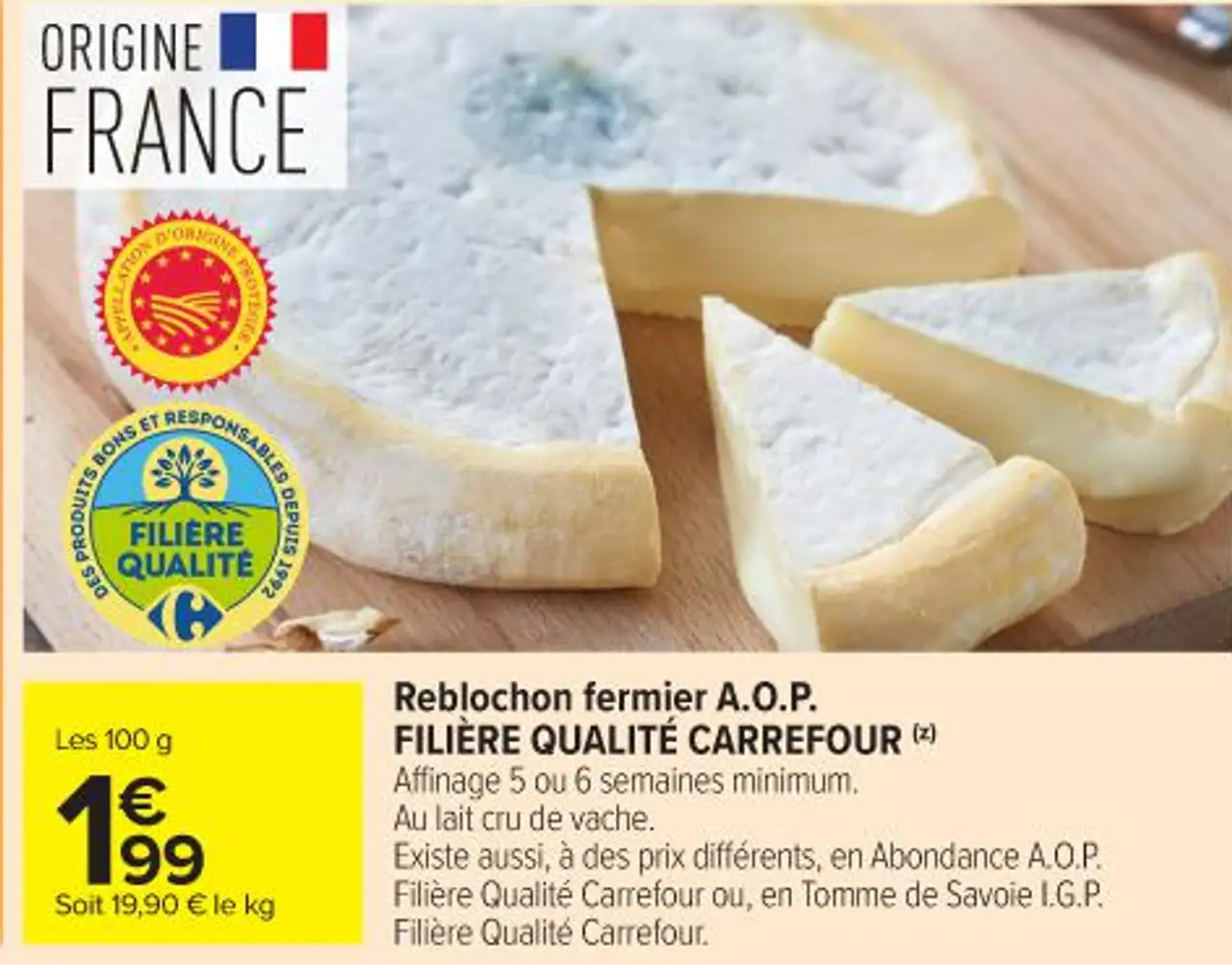 Reblochon fermier A.O.P. FILIÈRE QUALITÉ CARREFOUR