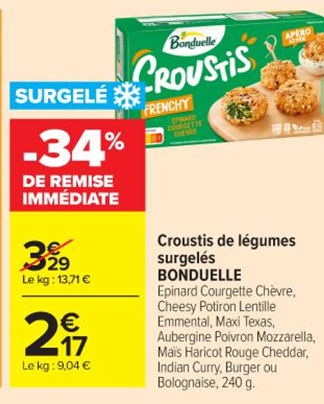 Croustis de légumes surgelés BONDUELLE