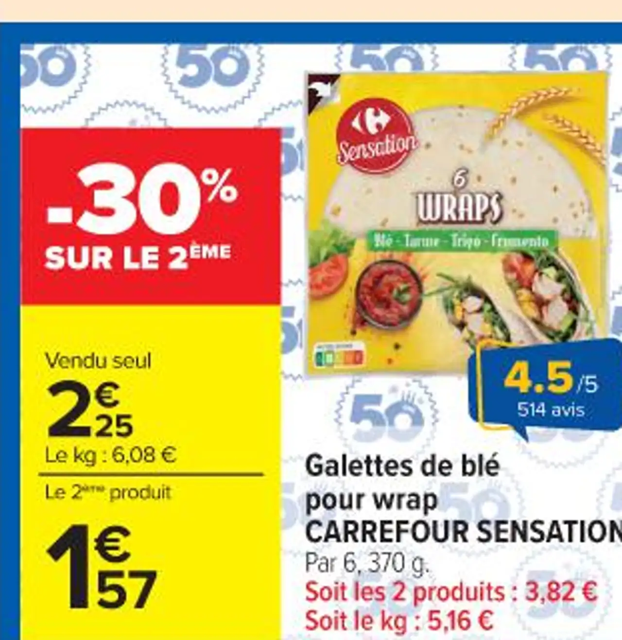 Galettes de blé pour wrap CARREFOUR SENSATION