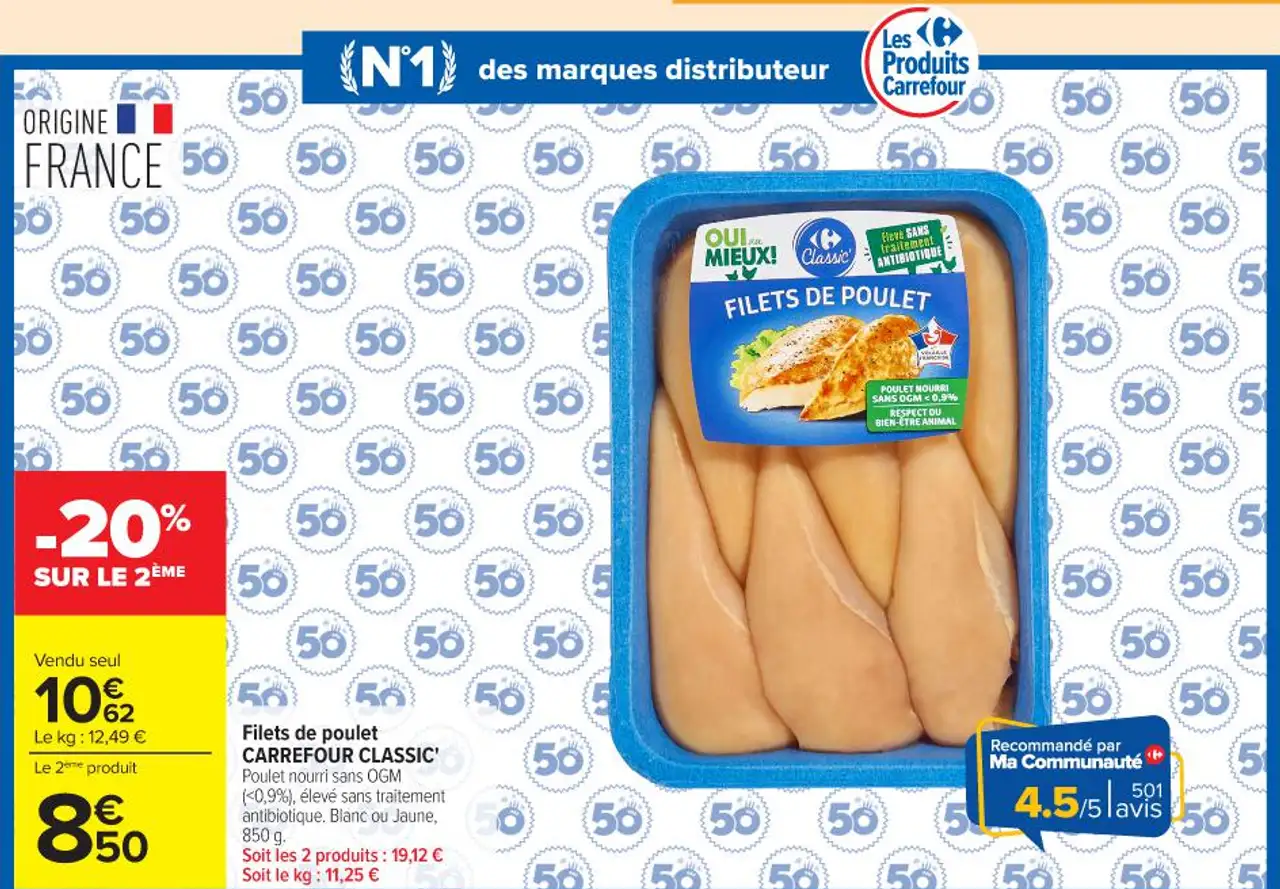 Filets de poulet CARREFOUR CLASSIC'