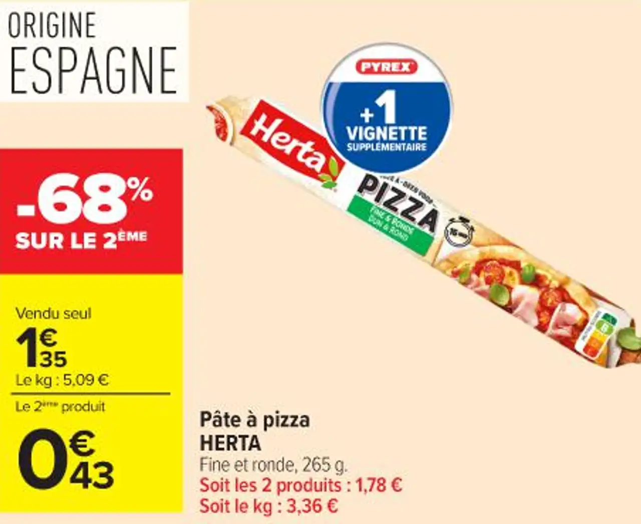 Pâte à pizza HERTA Fine et ronde, 265 g
