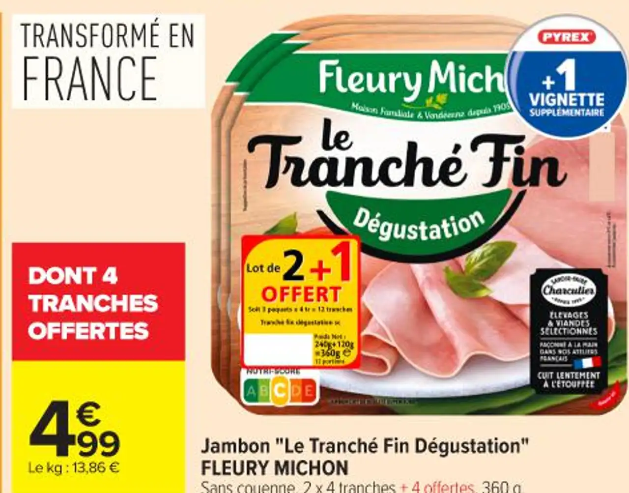 Jambon "Le Tranché Fin Dégustation" FLEURY MICHON