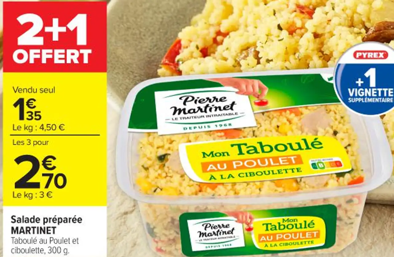 Salade préparée Pierre Martinet Taboulé au Poulet et ciboulette