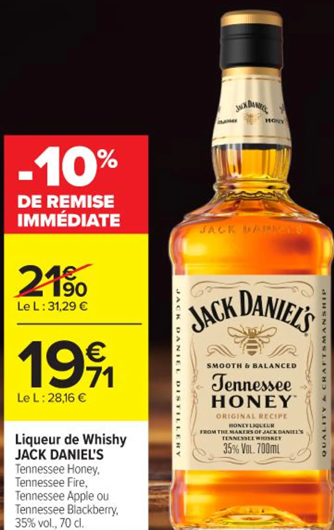 Liqueur de Whisky JACK DANIEL'S Tennessee Honey, Tennessee Fire, Tennessee Apple ou Tennessee Blackberry