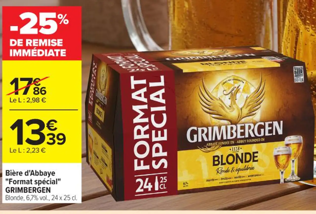 Bière d'Abbaye "Format spécial" GRIMBERGEN Blonde