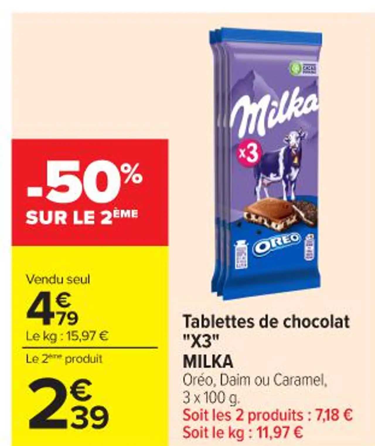 Tablettes de chocolat "X3" MILKA