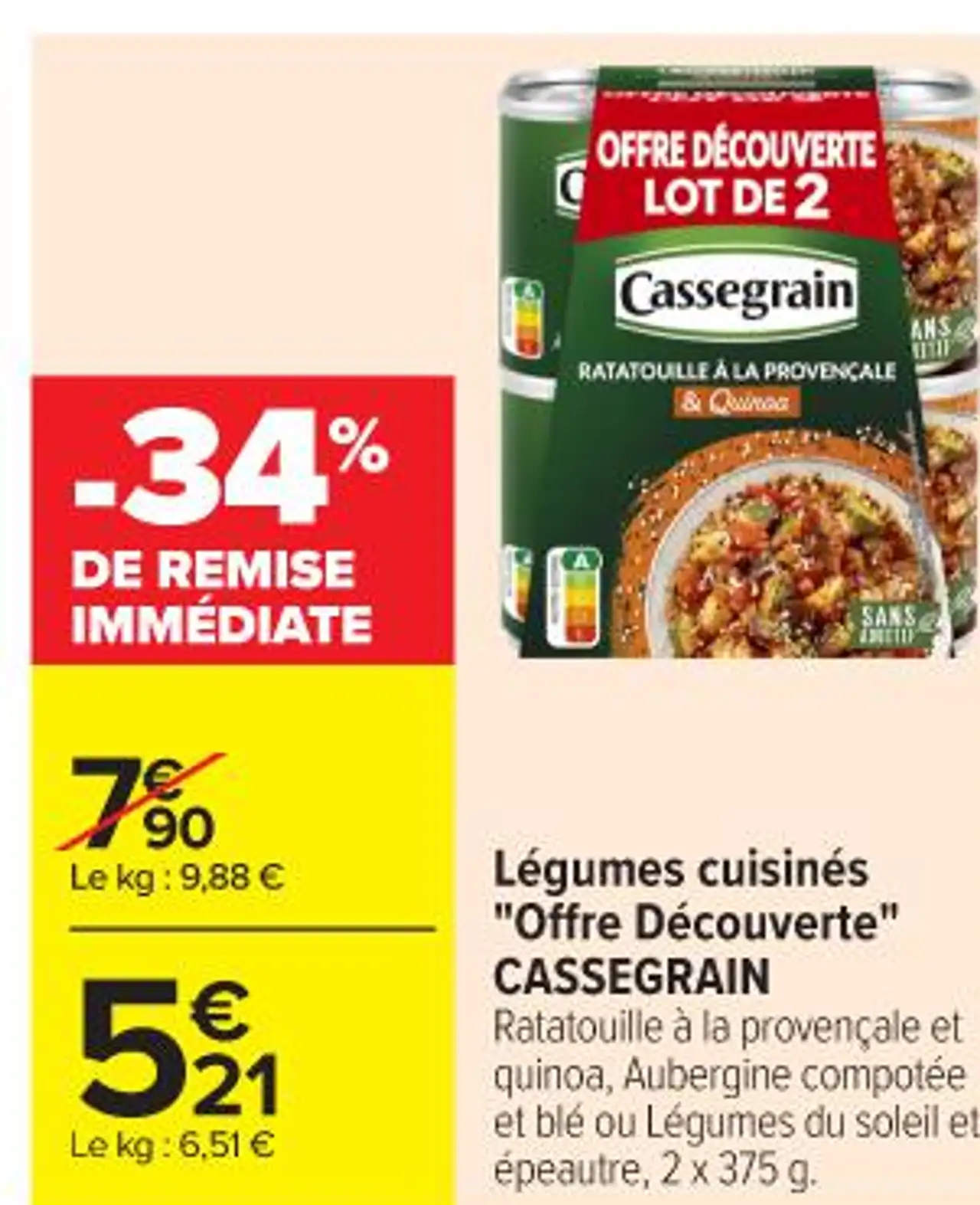 Légumes cuisinés "Offre Découverte" CASSEGRAIN