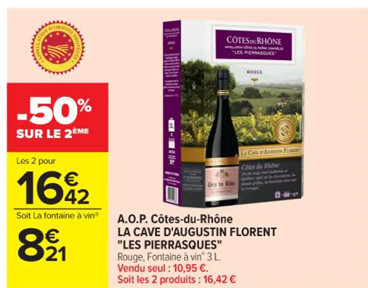 A.O.P. Côtes-du-Rhône "LES PIERRASQUES" LA CAVE D'AUGUSTIN FLORENT