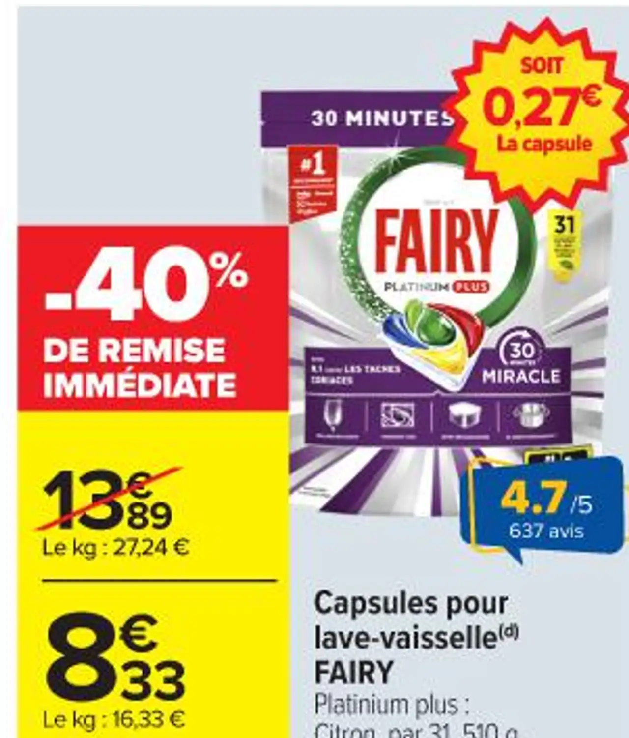 Capsules pour lave-vaisselle FAIRY