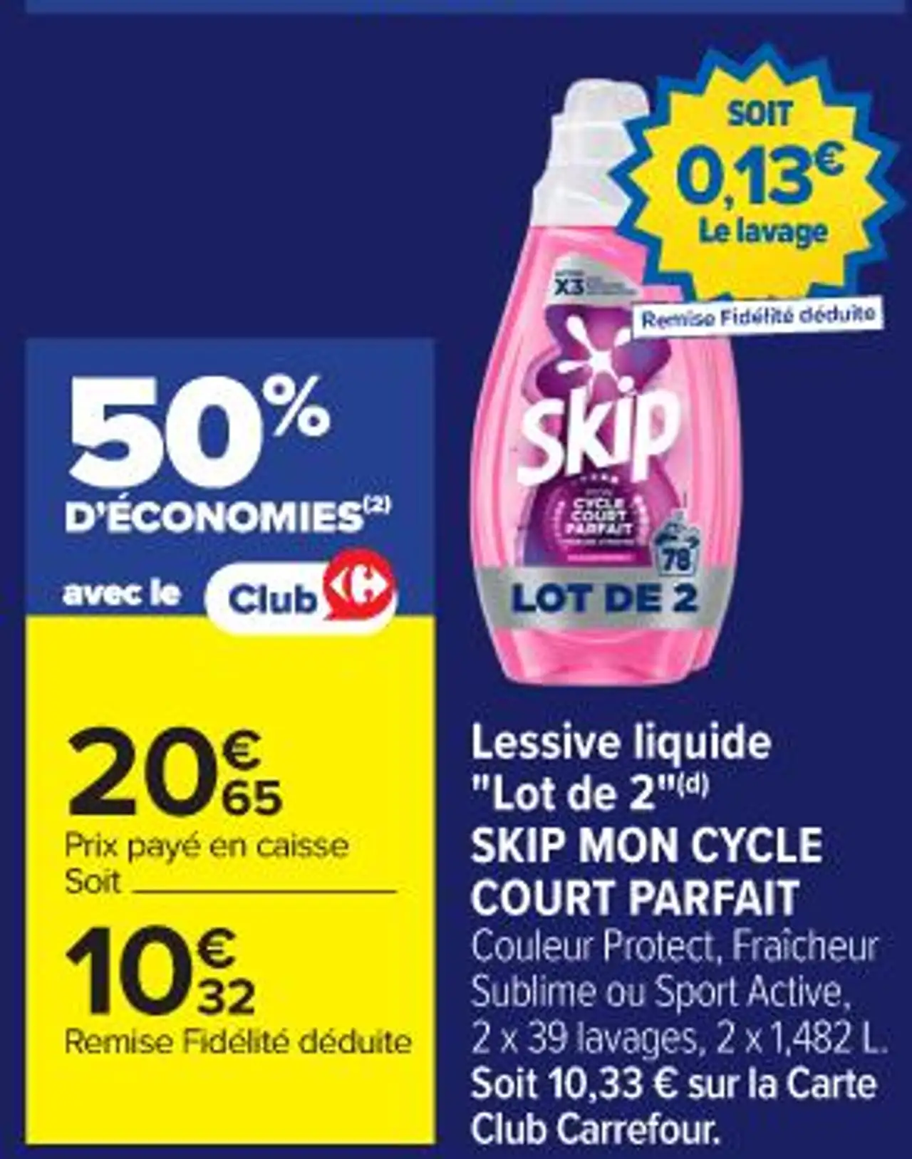 Lessive liquide SKIP MON CYCLE COURT PARFAIT